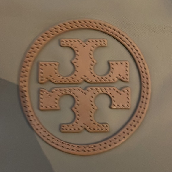 Tory Burch all leather tan and red tote bag good/fair quality - Picture 2 of 5